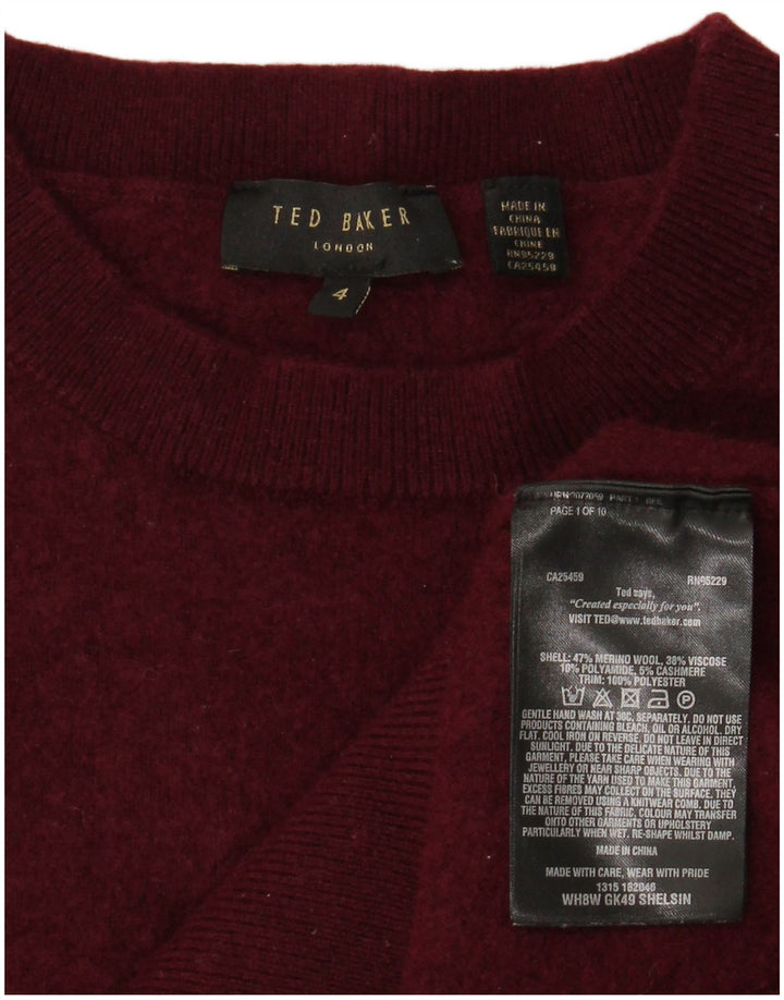 TED BAKER Womens Crew Neck Jumper Sweater Size 4 Large Burgundy