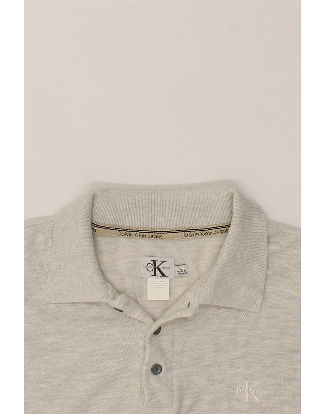 CALVIN KLEIN Mens Polo Shirt Large Grey Cotton Vintage Calvin Klein and Second-Hand Calvin Klein from Messina Hembry 