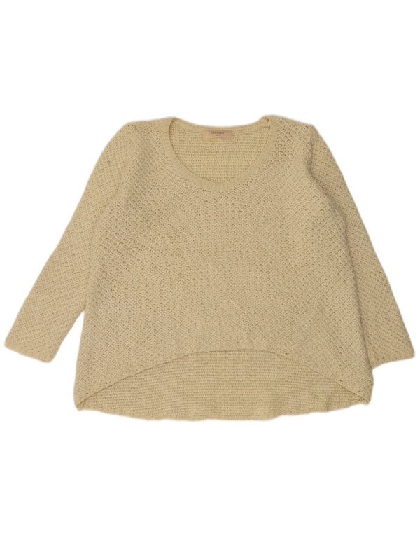 Zara Womens Boat Neck Jumper Sweater UK 16 Large Off White Acrylic