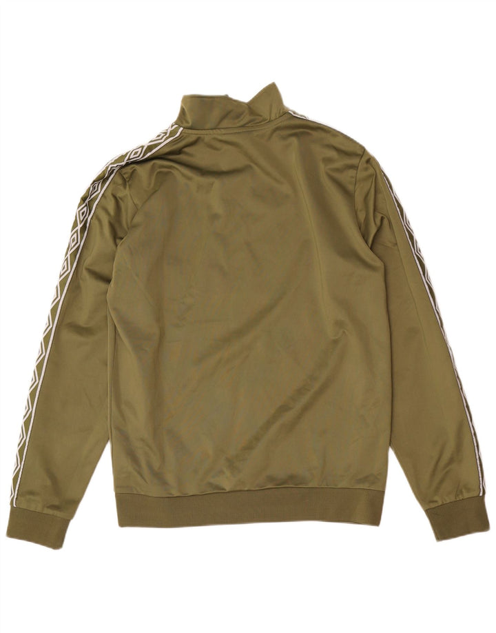 Umbro Mens Graphic Zip Neck Sweatshirt Jumper Small Khaki Polyester