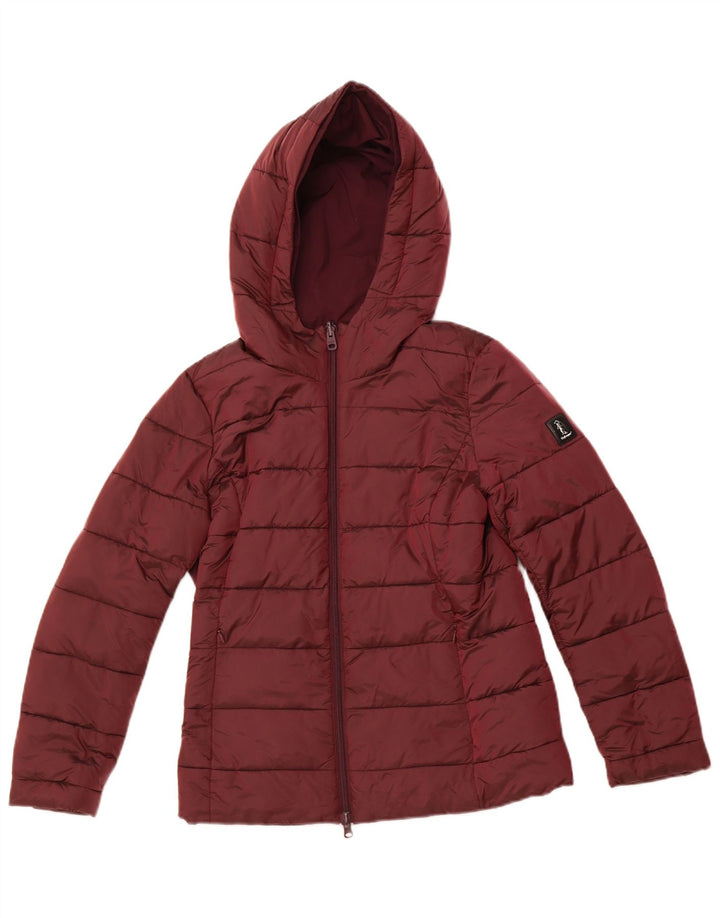 REFRIGUE Womens Hooded Reversible Padded Jacket UK 10 Small Burgundy