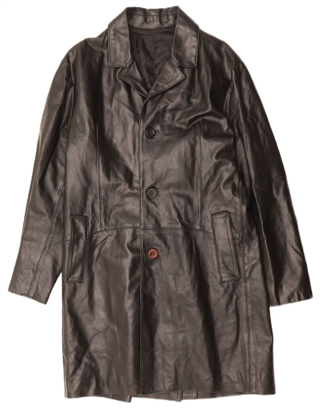 VINTAGE Mens Leather Coat UK 36 Small Black Leather