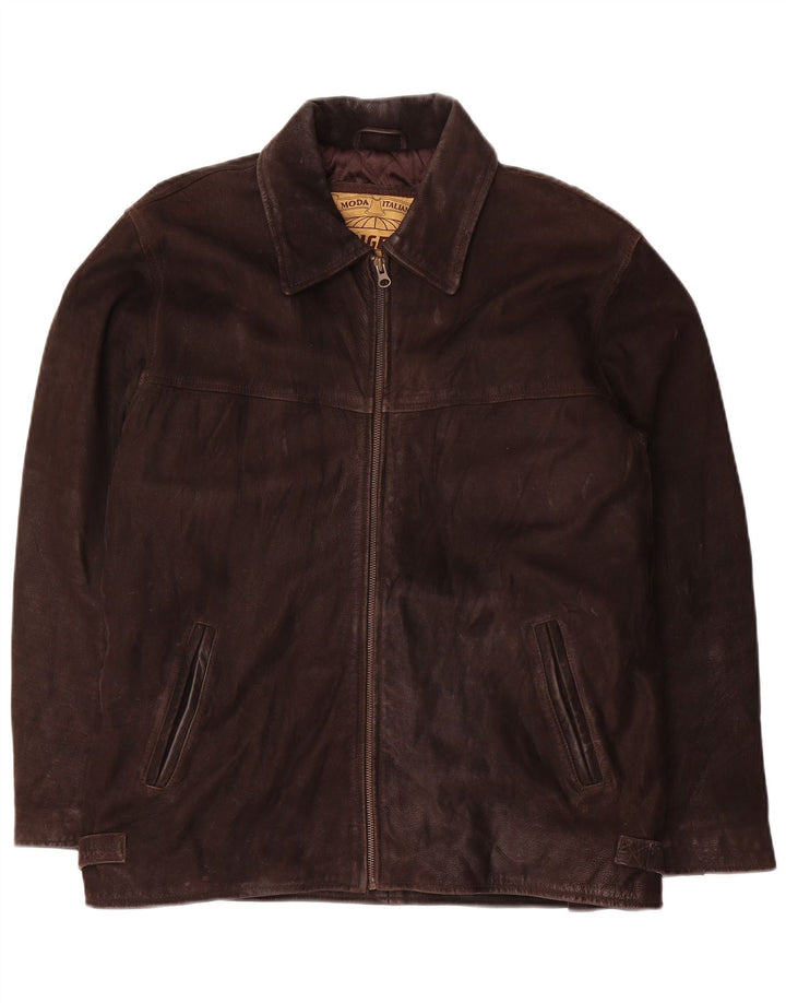 Vintage Mens Leather Jacket UK 36 Small Brown