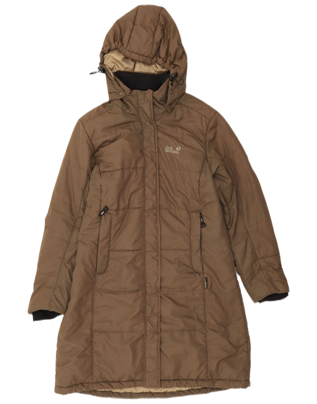 Jack Wolfskin Womens Hooded Padded Coat UK 16 Large Brown Polyester