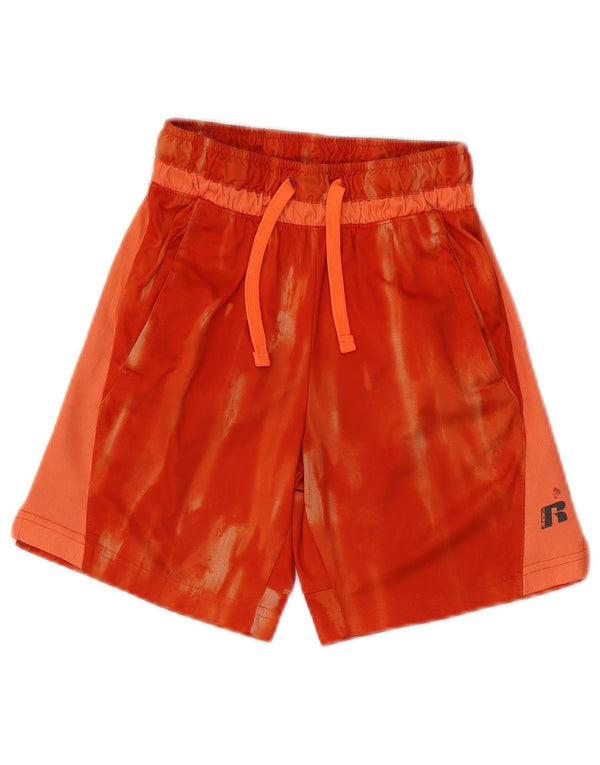 RUSSELL ATHLETIC Boys Sport Shorts 7-8 Years Medium Orange Colourblock