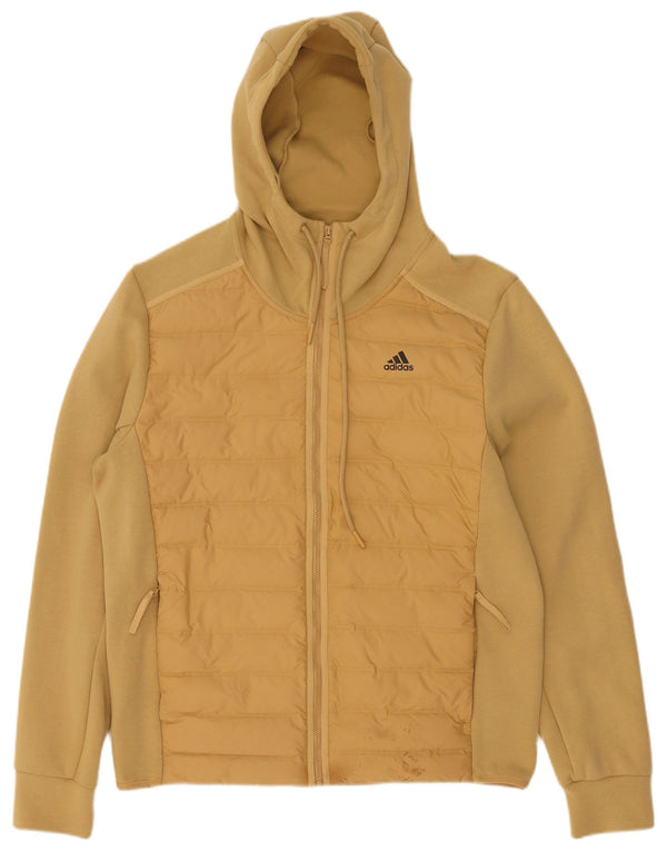 Adidas Mens Hooded Bomber Jacket UK 38 Medium Beige Cotton