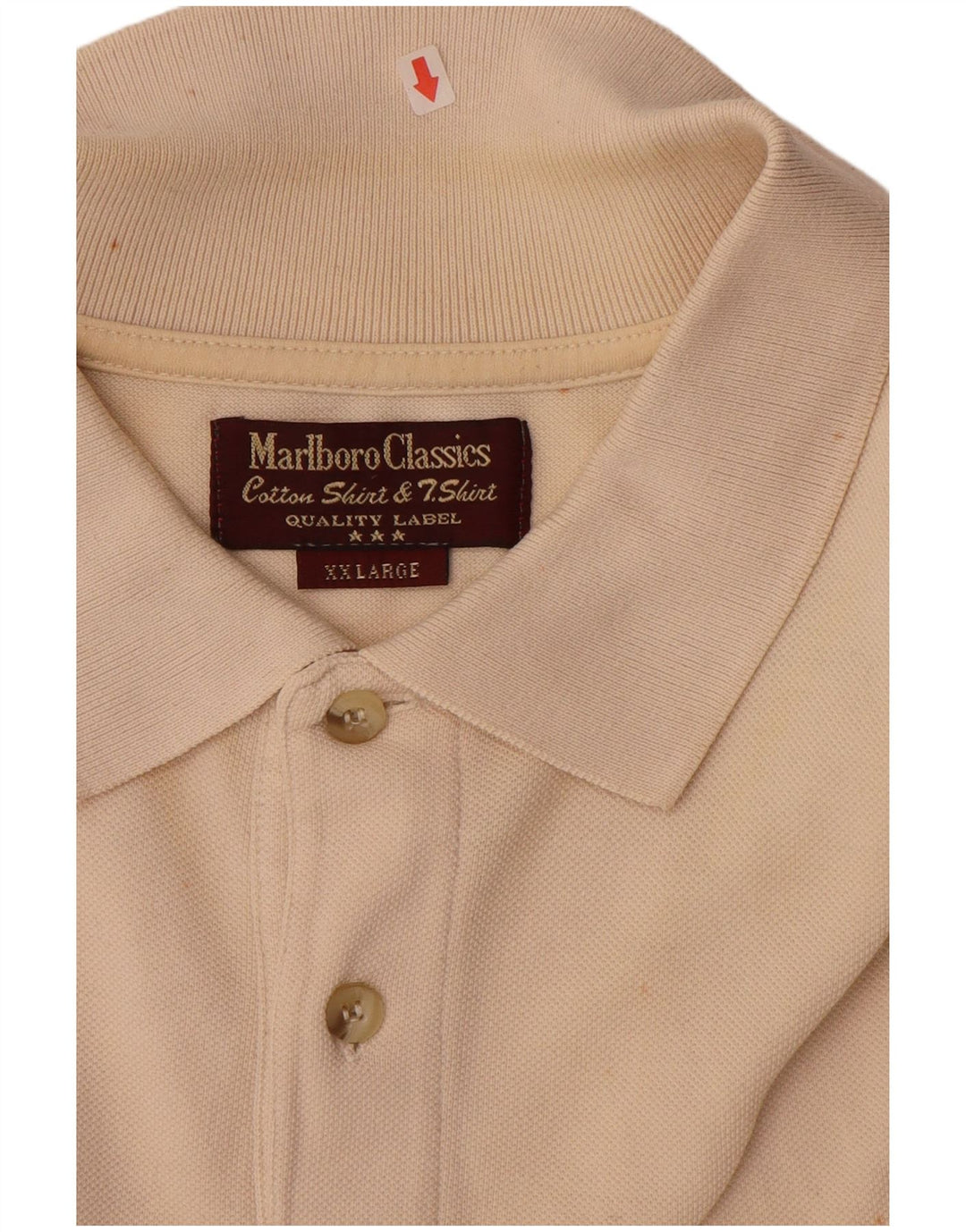 MARLBORO CLASSICS Mens Polo Shirt 2XL Beige Cotton