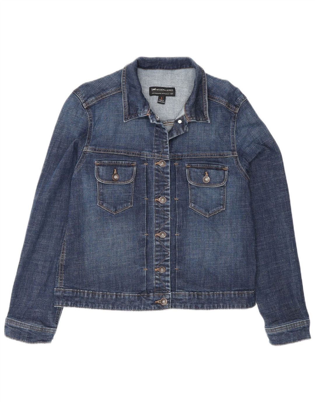 Lee Womens Denim Jacket UK 14 Large Blue Cotton