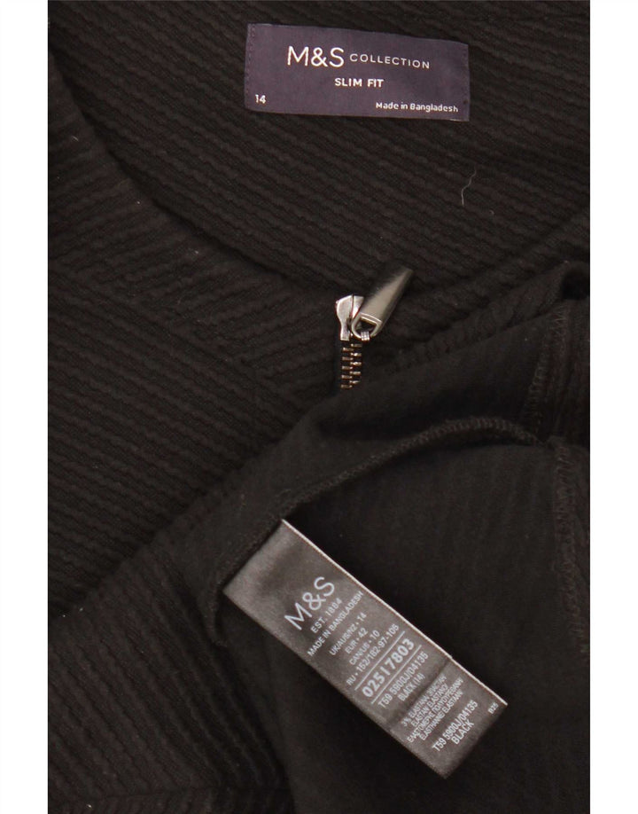 Marks & Spencer Womens Crop Full Zip Blazer Jacket UK 14 Medium Black