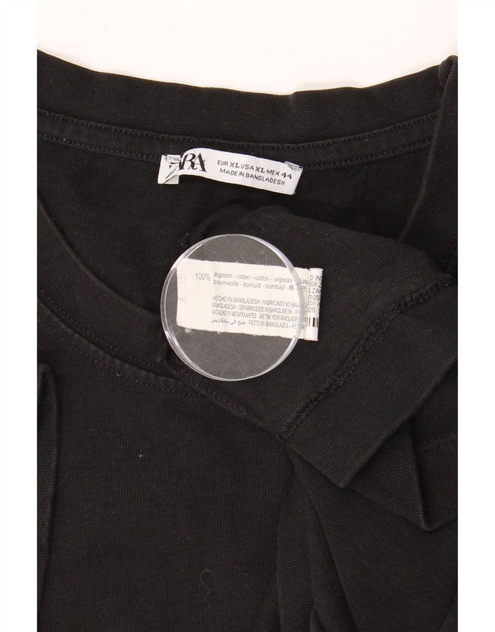 ZARA Mens T-Shirt Top XL Black Cotton