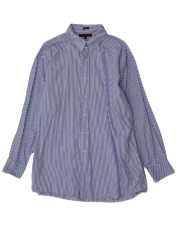 Tommy Hilfiger Mens Regular Fit Shirt Size 16 1/2 Large Blue Pinstripe