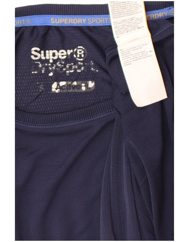 SUPERDRY Mens Graphic T-Shirt Top Small Navy Blue Polyester