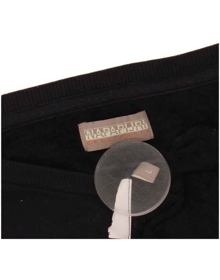 NAPAPIJRI Womens Graphic Sweatshirt Jumper UK 14 Large Navy Blue