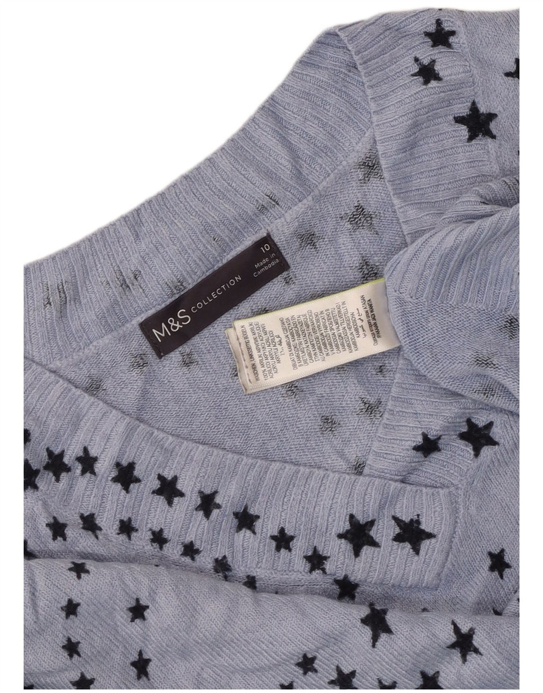 Marks & Spencer Womens Abstract Pattern V-Neck Jumper Sweater UK 10 Small B