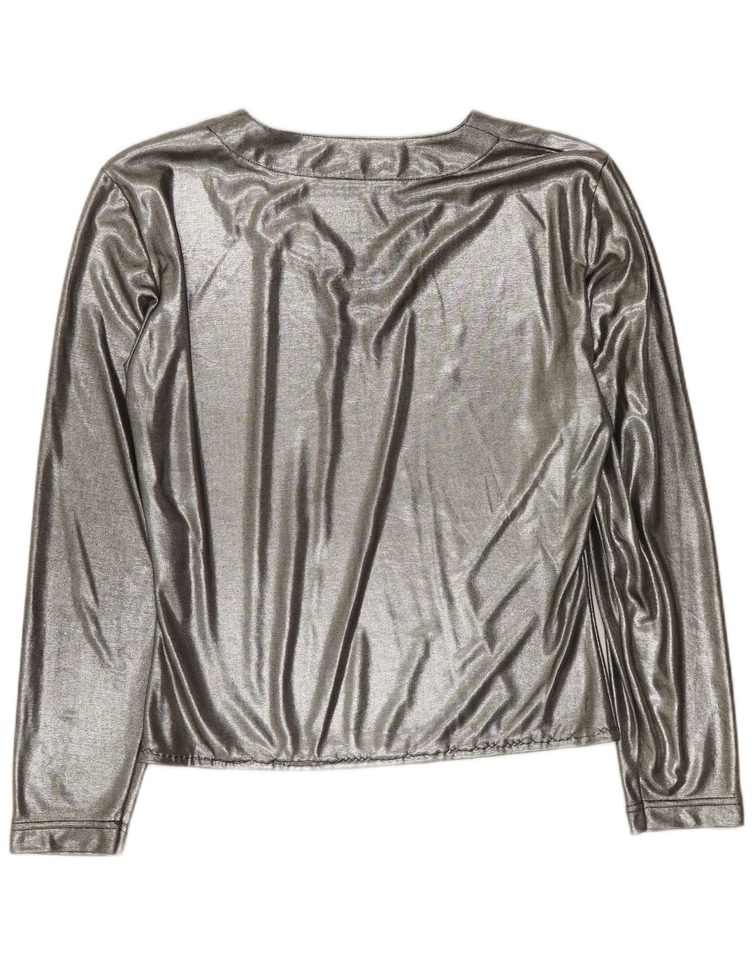 Prestige Womens Long Sleeve Blouse Top UK 12 Medium Silver Polyester