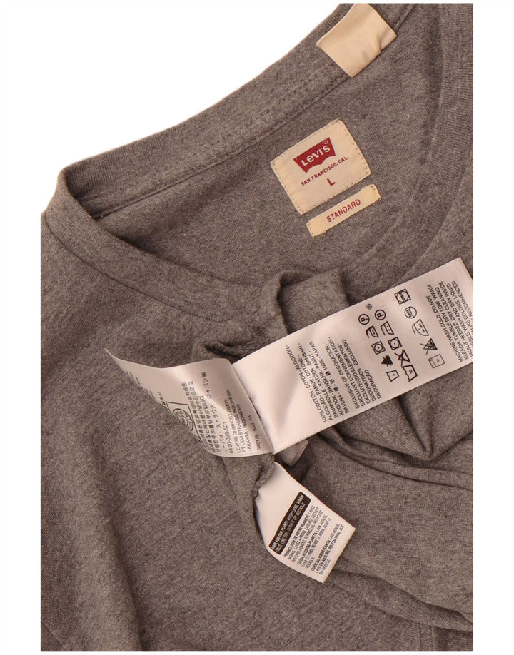 Levi's Mens Standard Fit Top Long Sleeve Large Grey Flecked Cotton