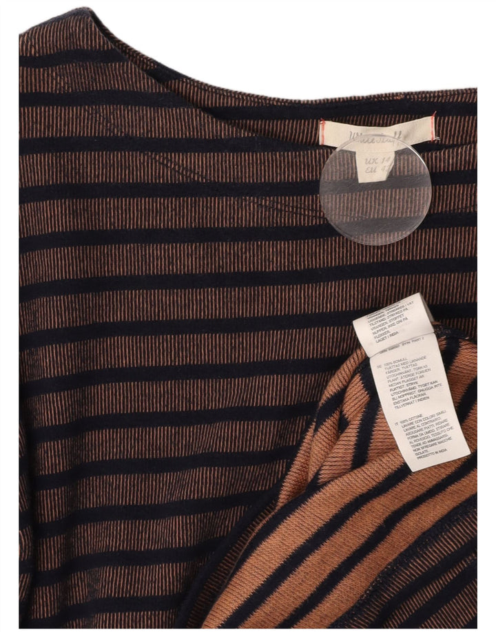 WHITE STUFF Womens Long Sleeve Sheath Dress UK 14 Large Brown Striped