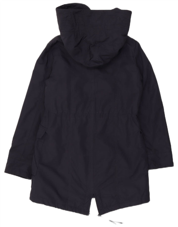 MICHAEL KORS Womens Hooded Parka Jacket UK 10 Small Navy Blue Polyester