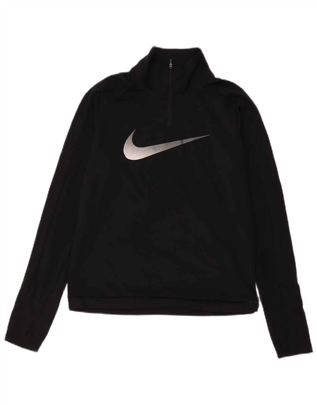 Nike Womens Dri Fit Zip Neck Pullover Tracksuit Top UK 10 Small Black