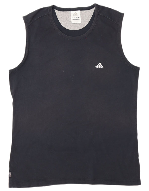 Adidas Mens Vest Top Large Navy Blue Cotton