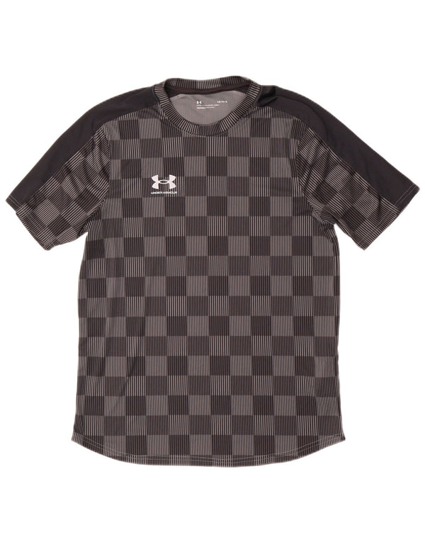 Under Armour Mens T-Shirt Top Large Grey Gingham Polyester