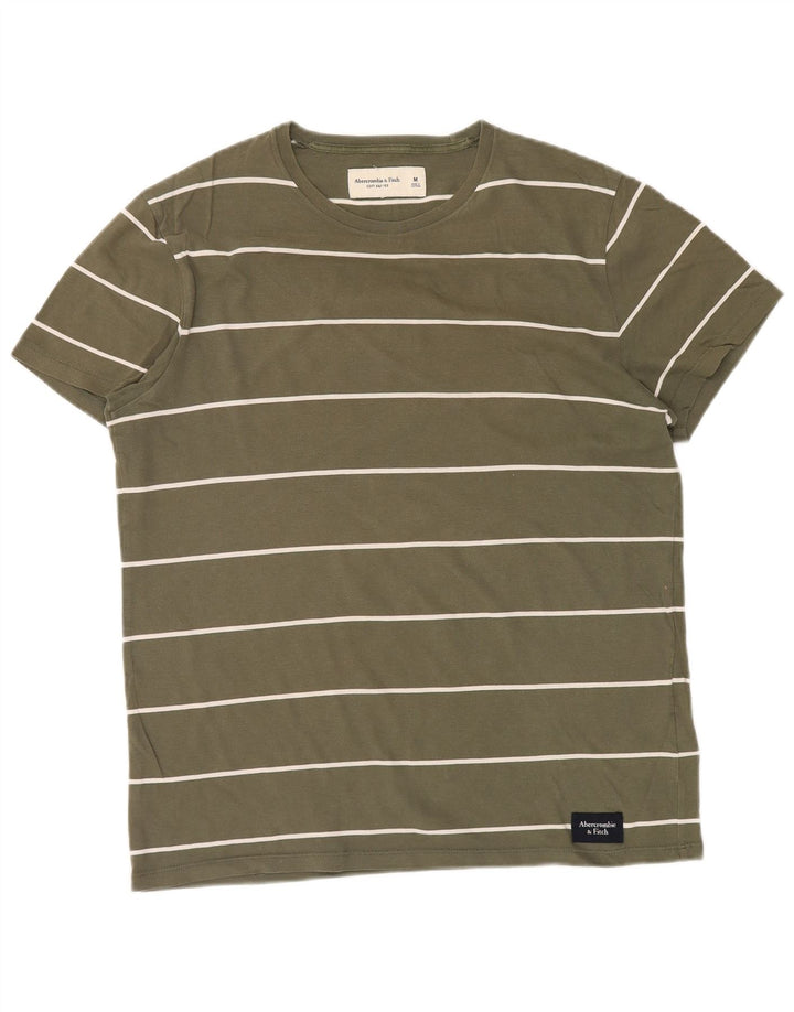 Abercrombie & Fitch Mens T-Shirt Top Medium Khaki Striped Cotton