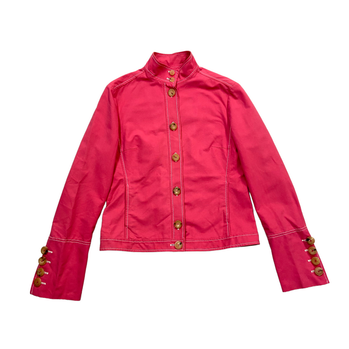 Michael Kors Womens Jacket | Vintage High End Designer Pink Button Up Cotton Vintage Messina Hembry and Second-Hand Messina Hembry from Messina Hembry 