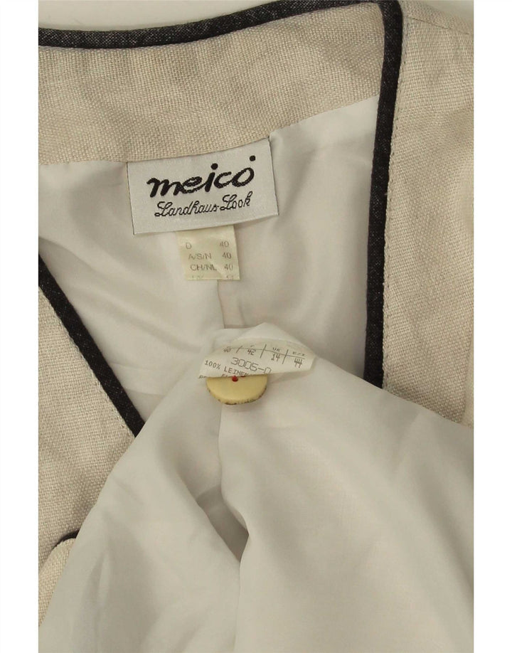 Meico Womens Waistcoat UK 14 Medium White Linen