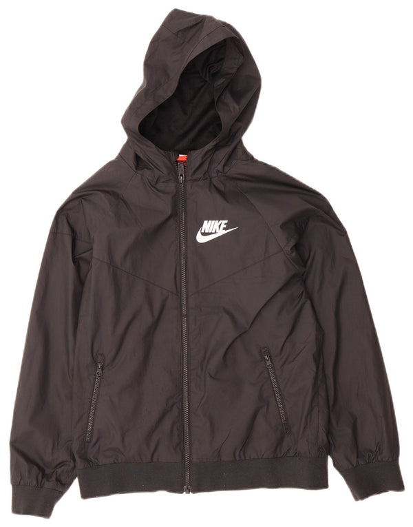 Nike Womens Hooded Rain Jacket UK 12 Medium Black Polyester