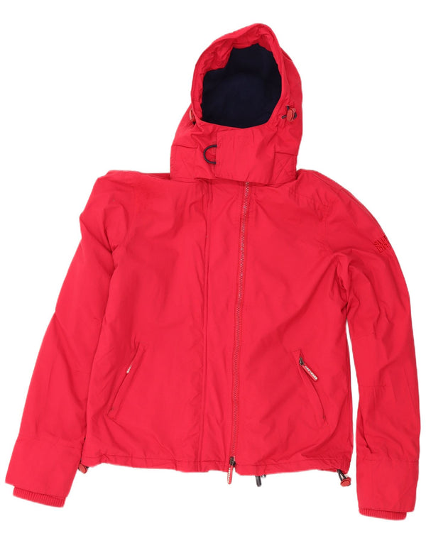 Superdry Womens Windcheater Hooded Windbreaker Jacket UK 16 Large Red
