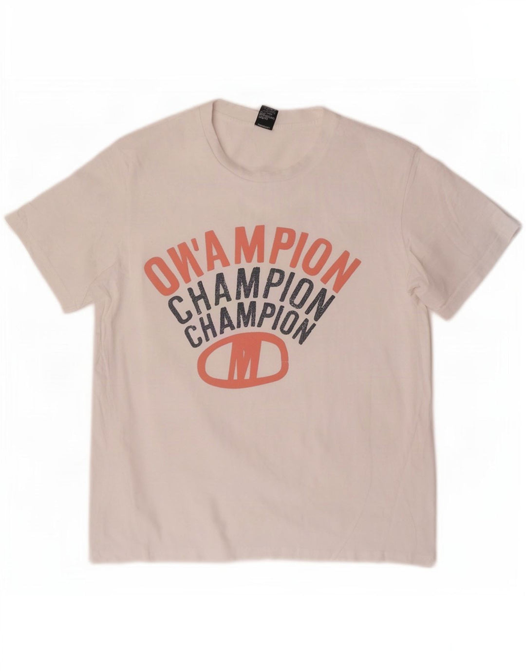 Champion Mens Graphic T-Shirt Top Medium White