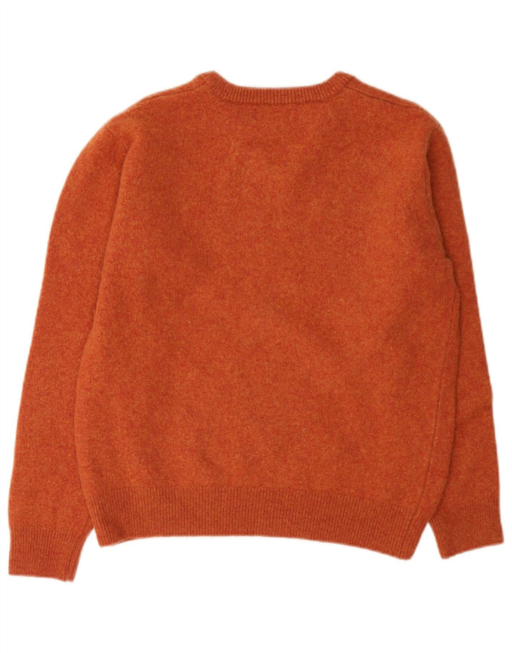 Lincoln Womens V-Neck Jumper Sweater UK 14 Medium Orange Wool