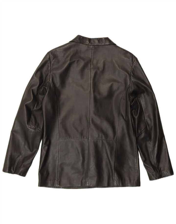Pierre Cardin Womens 3 Button Blazer Jacket UK 14 Large Black Leather