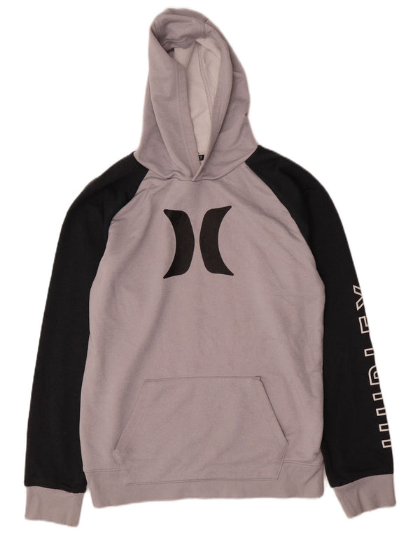 Hurley Boys Graphic Hoodie Jumper 13-14 Years XL Grey Colourblock Polyester