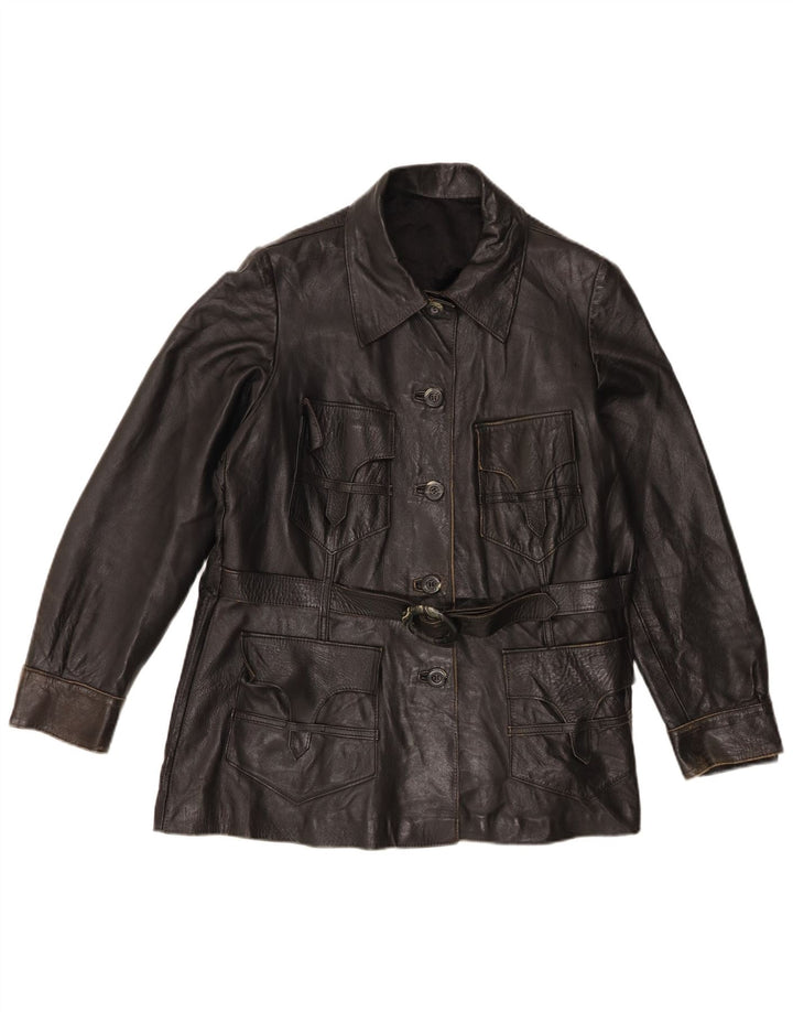 Vintage Womens Leather Jacket UK 14 Medium Black