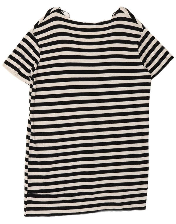 Zara Womens T-Shirt Dress UK 16 Large White Striped Cotton