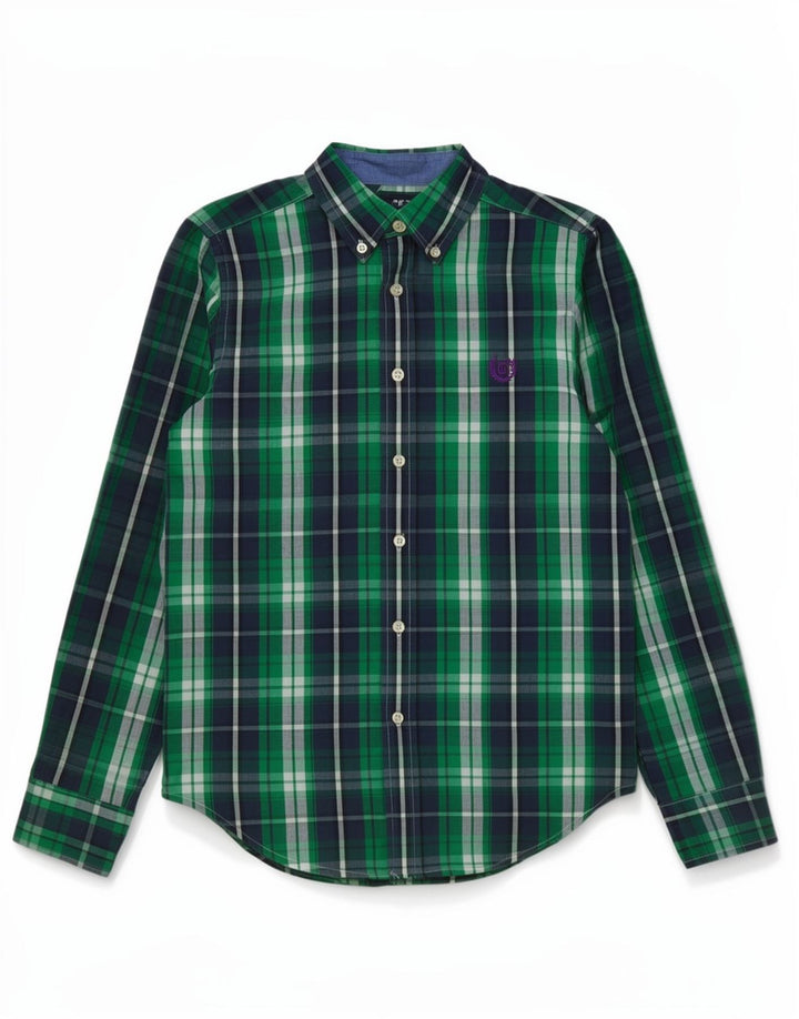 Chaps Boys Shirt 10-11 Years Medium Green Check Cotton