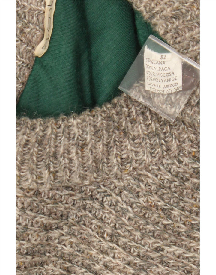 Vintage Mens Cardigan Sweater IT 52 Large Grey Flecked Wool