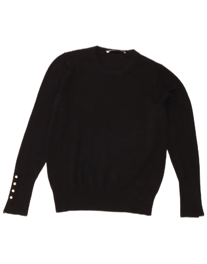 Zara Womens Crew Neck Jumper Sweater UK 12 Medium Black