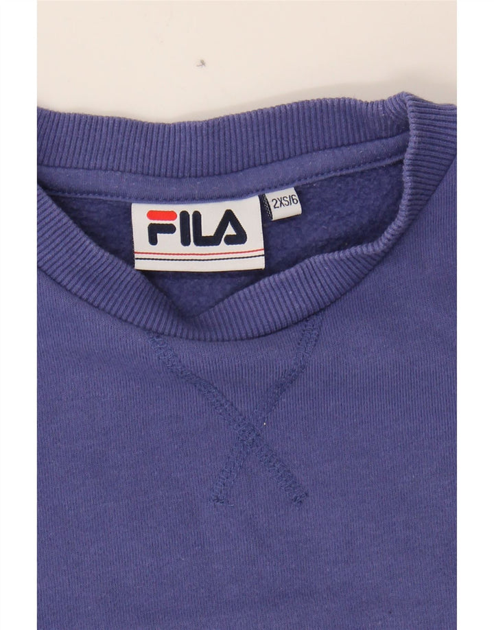 FILA Womens Crop Oversized Sweatshirt Jumper UK 2 2XS Multicoloured Vintage Fila and Second-Hand Fila from Messina Hembry 