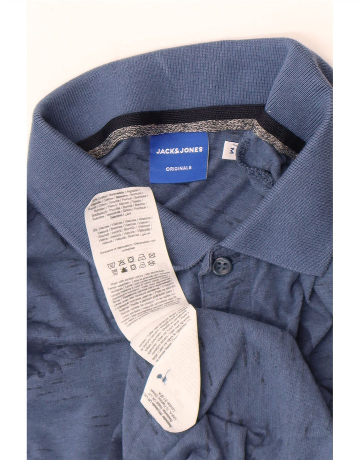 Jack & Jones Mens Polo Shirt Medium Blue Floral Cotton