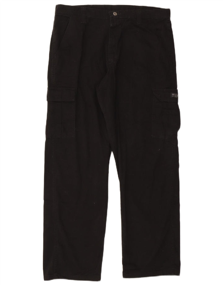 WRANGLER Mens Straight Cargo Trousers W36 L32  Black Cotton