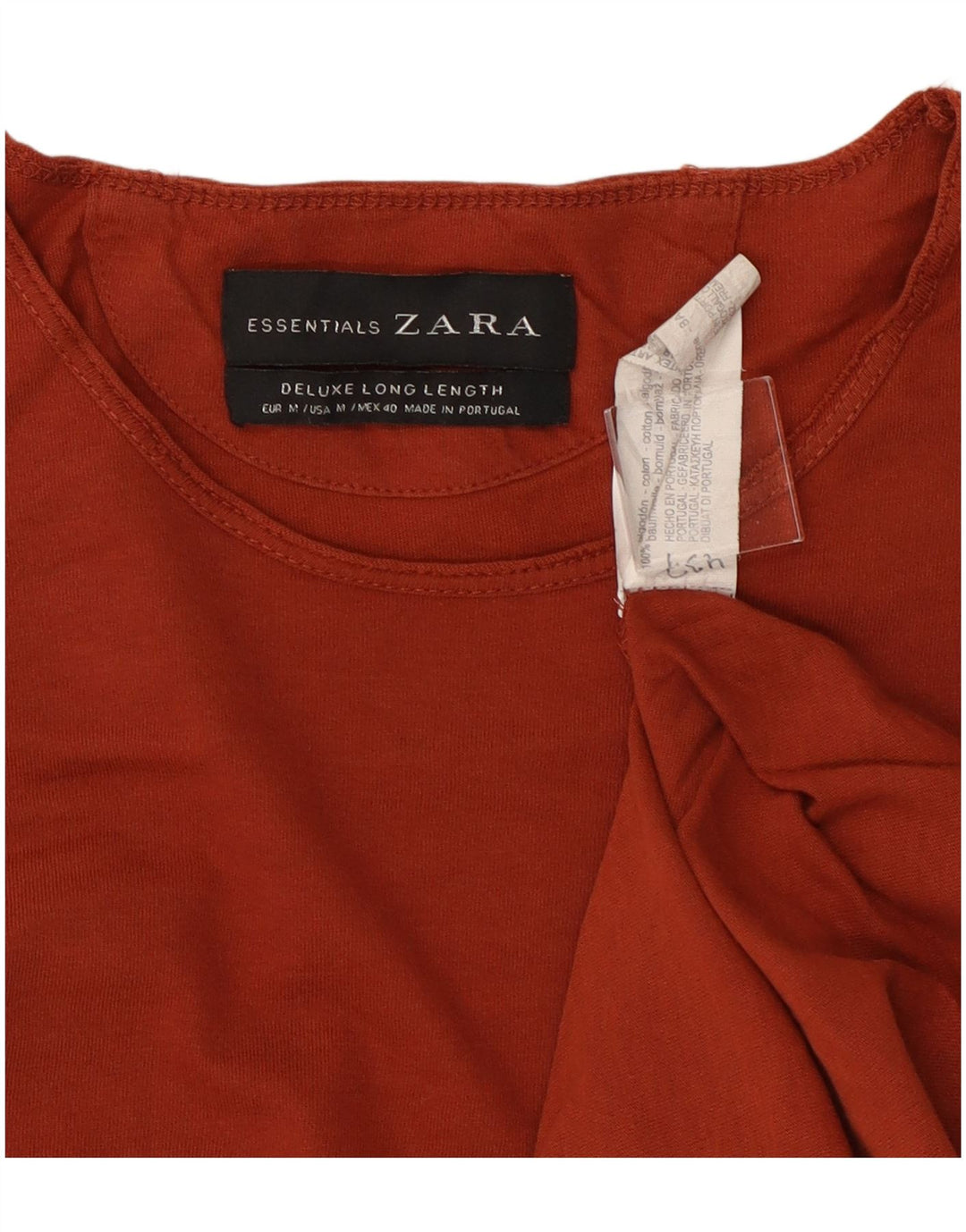 Zara Womens Long T-Shirt Top UK 14 Medium Red Cotton