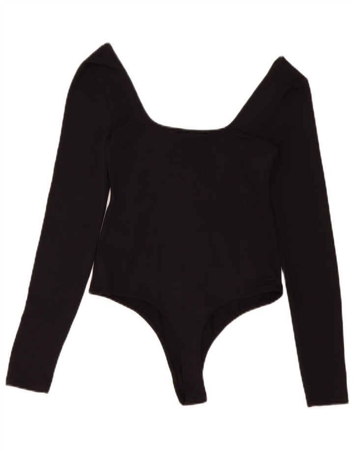 Zara Womens Bodysuit UK 12 Medium Black Polyamide