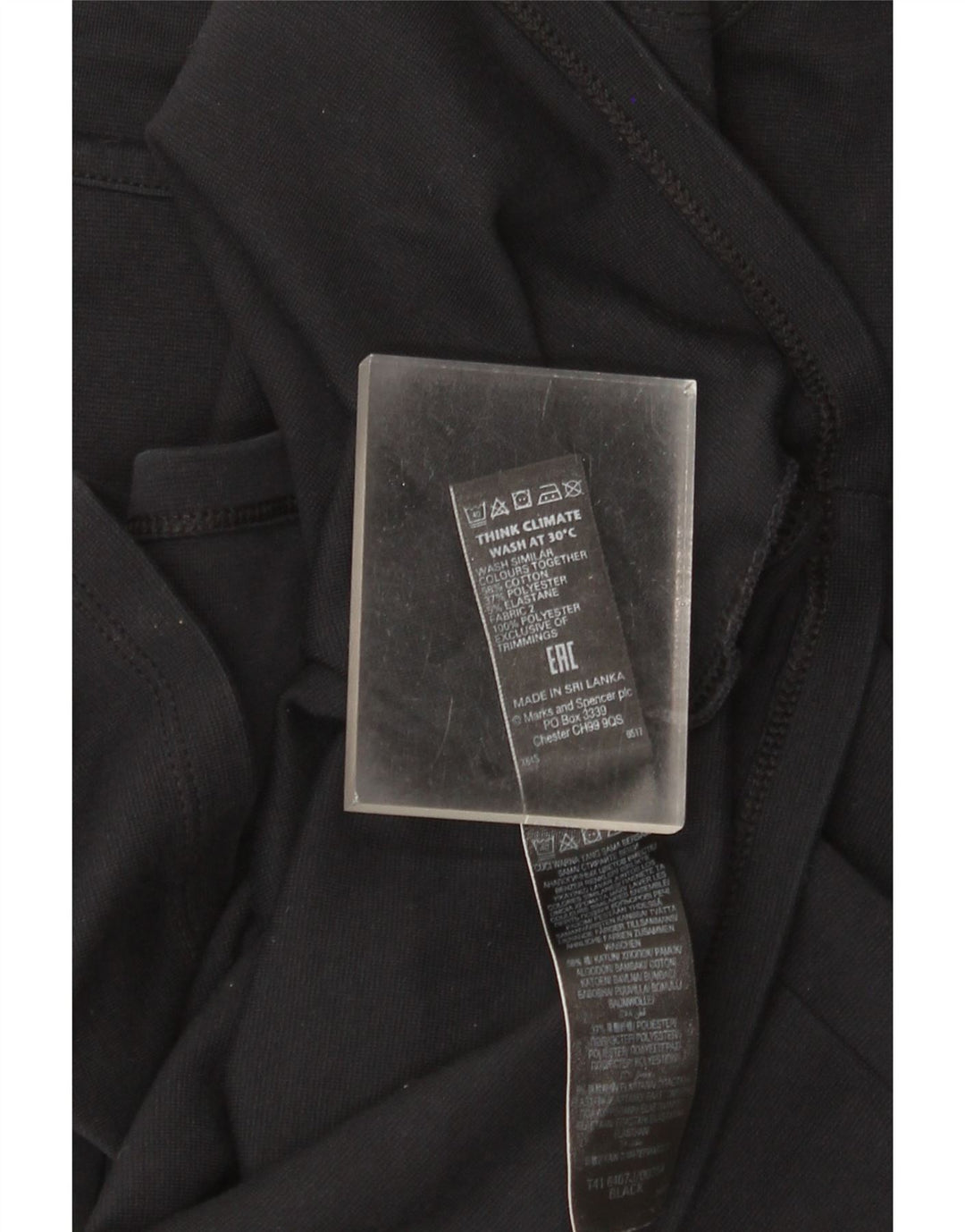 Marks & Spencer Womens 3/4 Sleeve Tunic Top UK 12 Medium Black Cotton