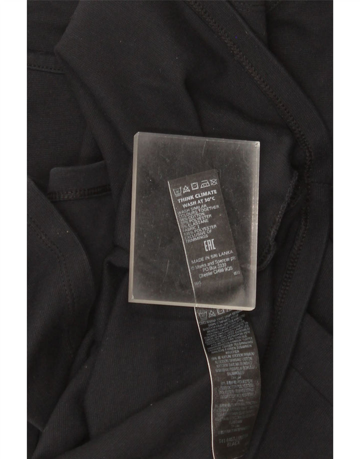 Marks & Spencer Womens 3/4 Sleeve Tunic Top UK 12 Medium Black Cotton