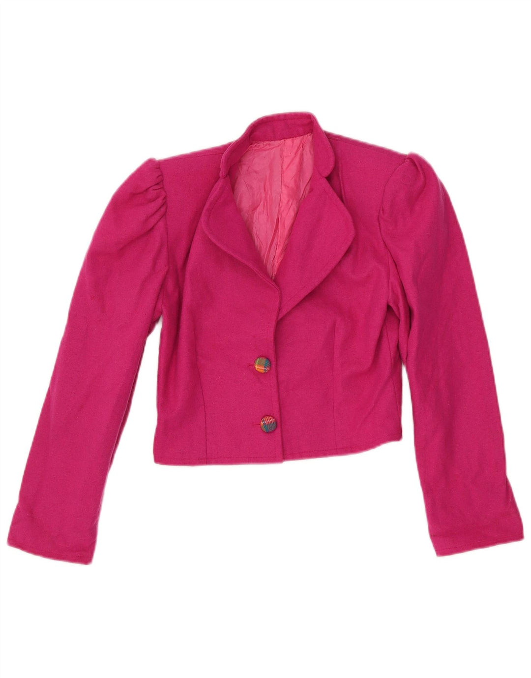 VINTAGE Womens Crop 2 Button Blazer Jacket UK 6 XS Pink