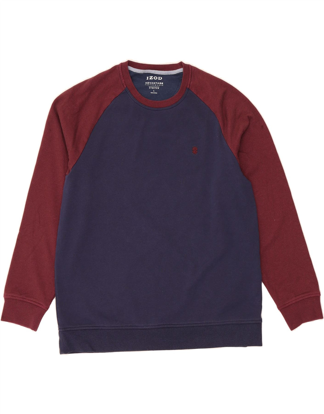 IZOD Mens Sweatshirt Jumper Large Navy Blue Colourblock Polyester Vintage Izod and Second-Hand Izod from Messina Hembry 