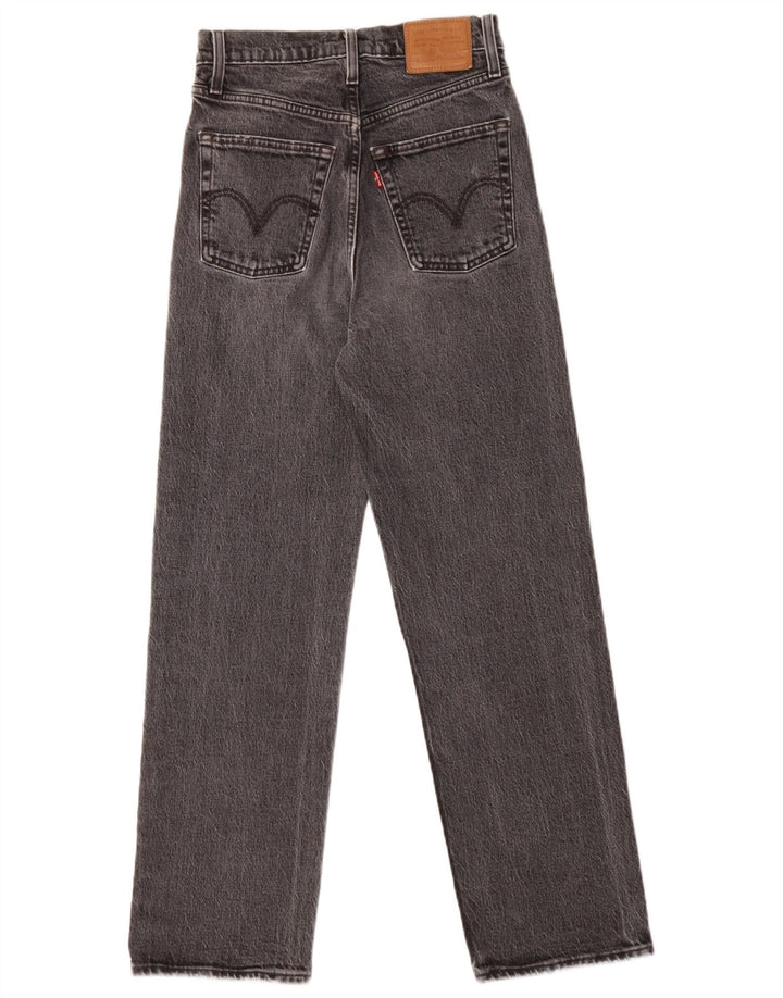Levi's Womens Ribcage Straight Jeans W25 L27 Grey Cotton