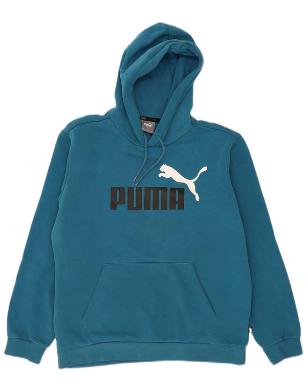 Puma Mens Graphic Hoodie Jumper Medium Blue Cotton